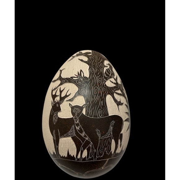 Mata Ortiz Pottery David Bejarano Olla Vase Deer Ram Birds Cactus Mexico Ceramic - Picture 9 of 11